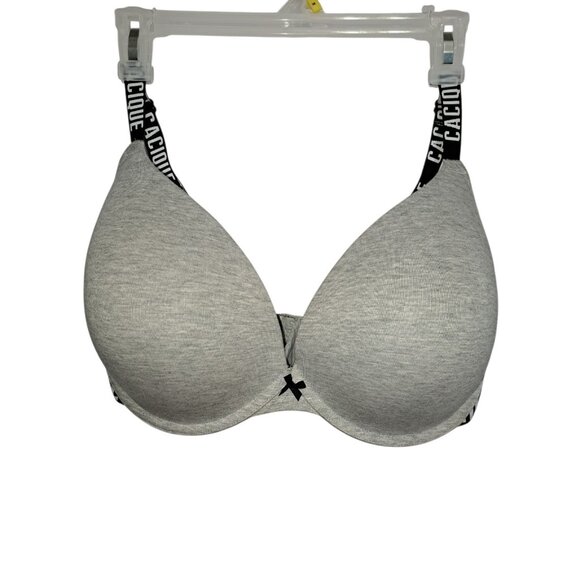 Lot of 3 Cacique 38H Plunge Bras Underwire Gray Pink Dot Floral Print Padded - Picture 1 of 15